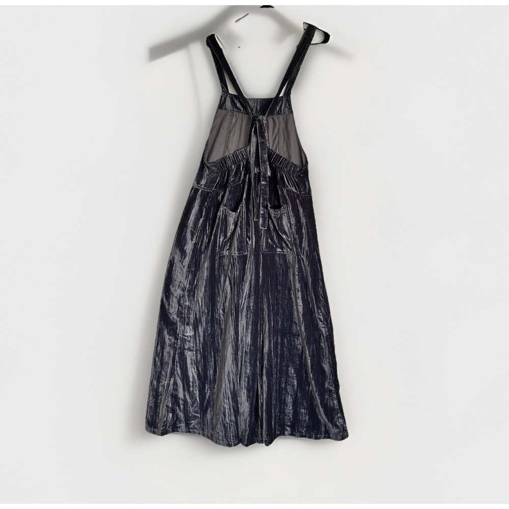 Natural Life Velvet Dakota Jumpsuit Tie Back Overall Large Wide Leg Gray Sz M - Picture 6 of 7